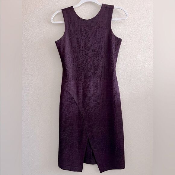 Amanda Uprichard Women’s Size 8 Slit Dress Plum Purple Crocodile Embossed - Picture 13 of 16